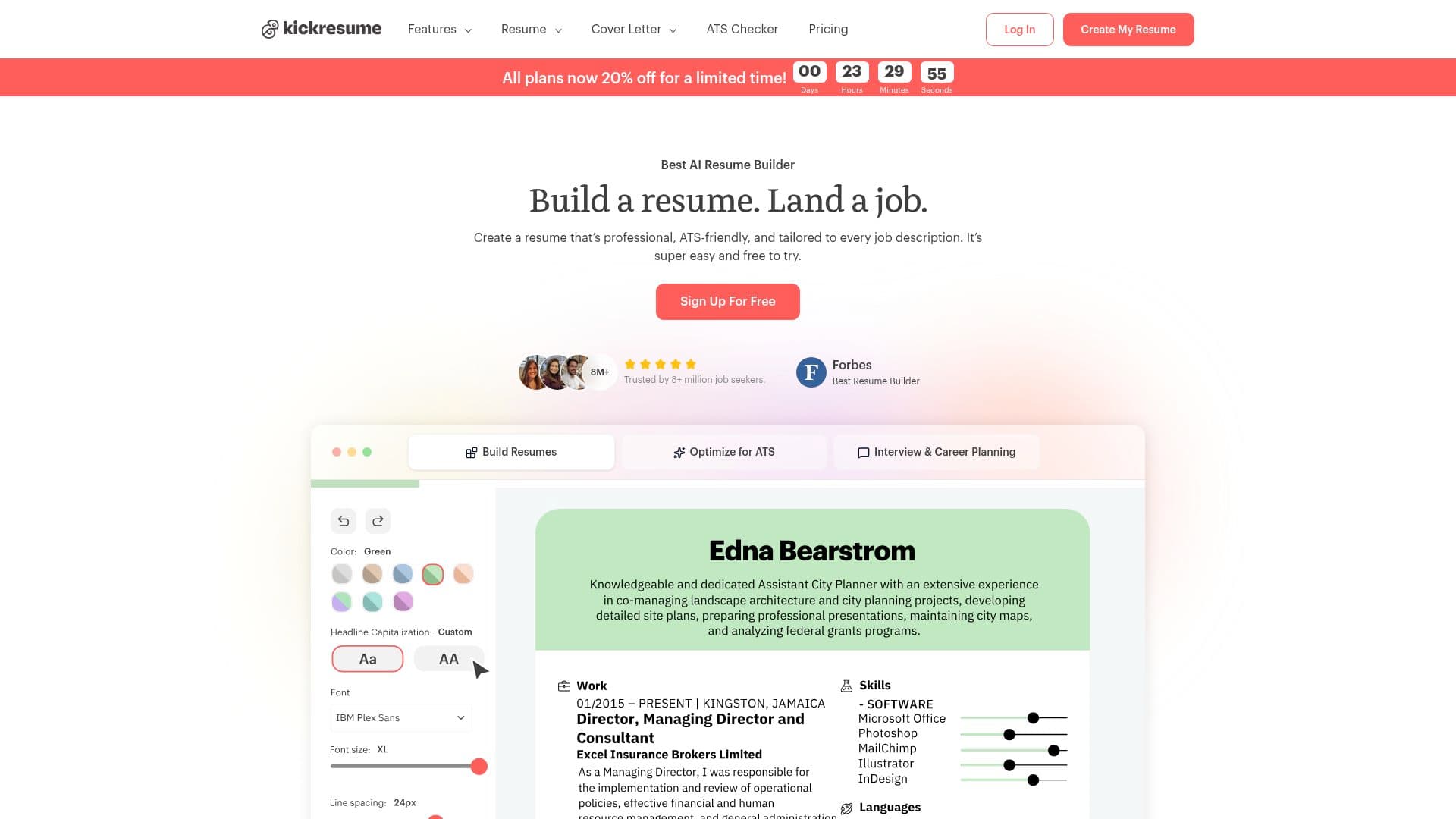 Kickresume homepage